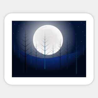 Pine forest under moonlight Sticker